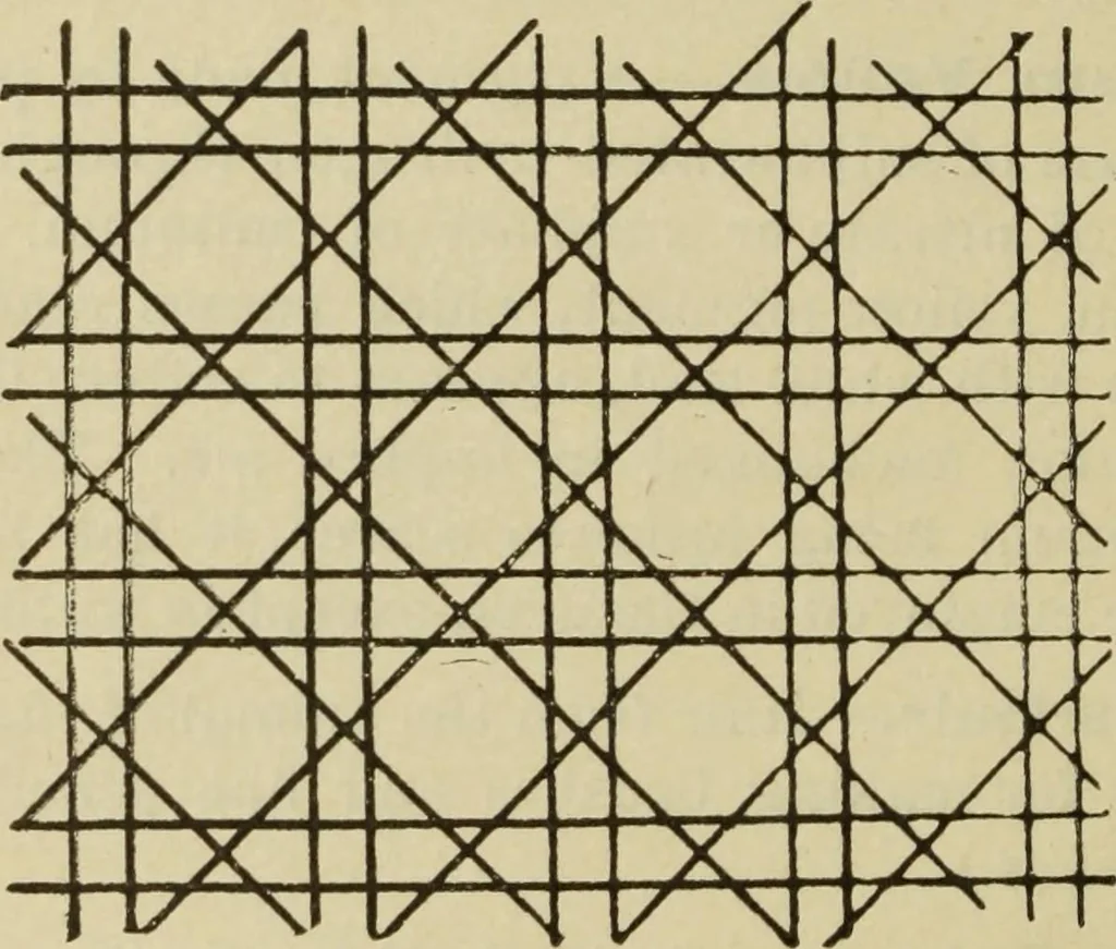 An illustration from The painters' encyclopædia. Containing definitions of all important words in the art of plain and artistic painting, with details of practice in coach, carriage, railway car, house, sign and ornamental painting, including graining, marbling ... and valuable hints and helps in scene painting, porcelain painting, plain painting, distemper painting, and all work in which a brush, pencil or palette is used, 1887, leaf 85