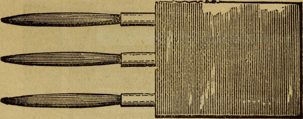 An illustration from The Painters' & grainers' handbook : a complete illustrated guide to painting, graining, distempering, sign-writing, gilding, and glass embossing ..., 1873, leaf 170