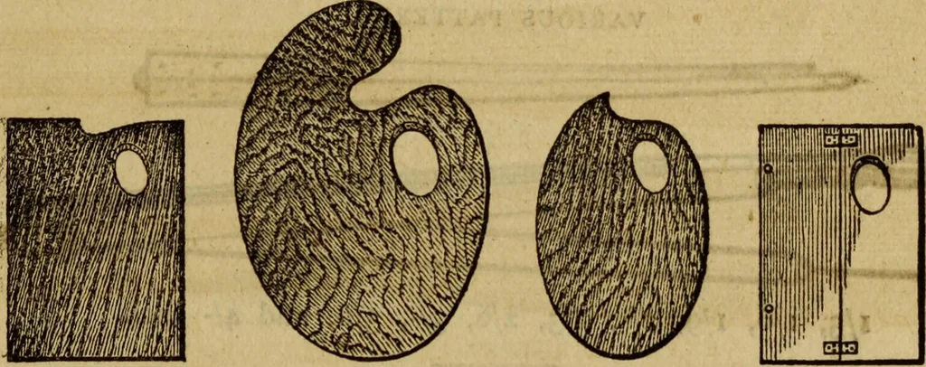 An illustration from The Painters' & grainers' handbook : a complete illustrated guide to painting, graining, distempering, sign-writing, gilding, and glass embossing ..., 1873, leaf 186