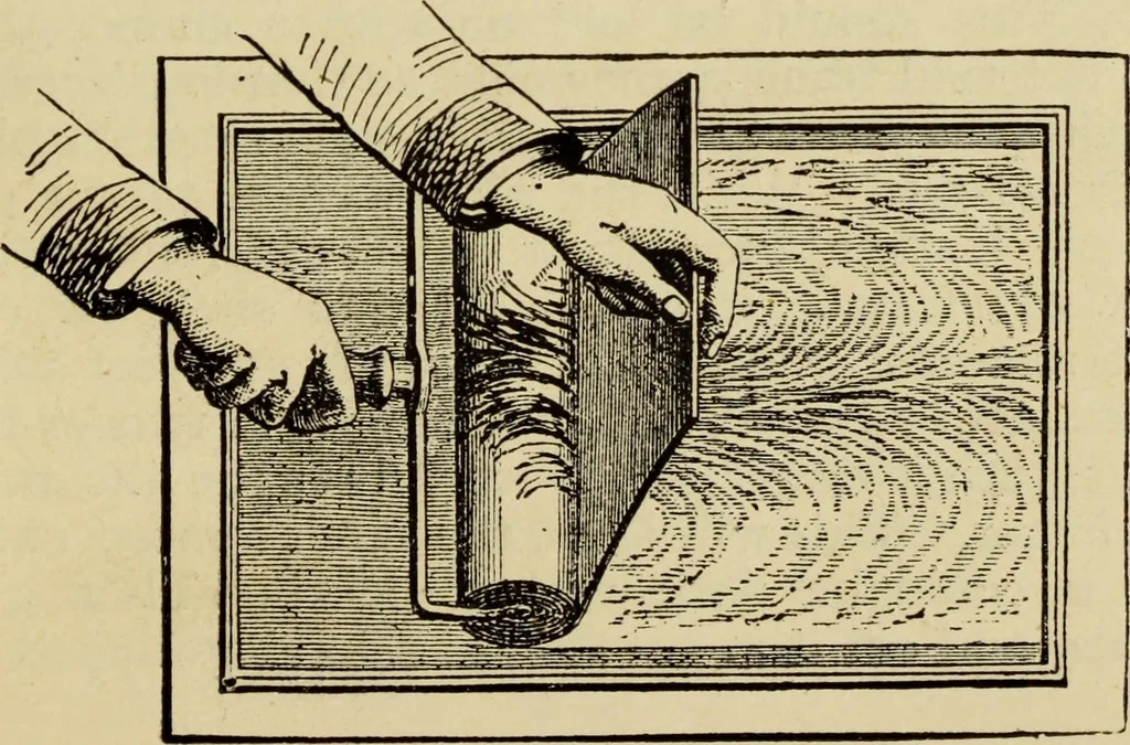 An illustration from The Painters' & grainers' handbook : a complete illustrated guide to painting, graining, distempering, sign-writing, gilding, and glass embossing ..., 1873, leaf 98