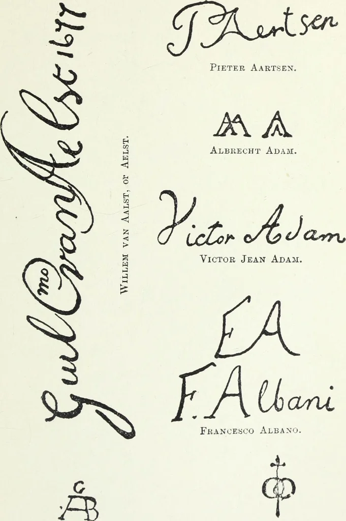 An illustration from Painters and their works: a dictionary of great artists who are not now alive, giving their names, lives, and the prices paid for their works at auctions, 1896, leaf 442