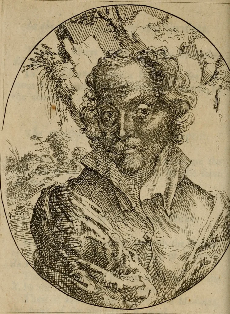 An illustration from The painters voyage of Italy : in which all the most famous paintings of the most eminent masters are particularised, as they are preserved in the several cities of Italy : chiefly related to their altar-pieces, and such other paintings as are ornamental in their churches : and also many choice pictures, kept as jewels, in the palaces of particular persons : whereunto is added that excellent collection of Signior Septale, in his closet at Milan ..., 1679, leaf 145