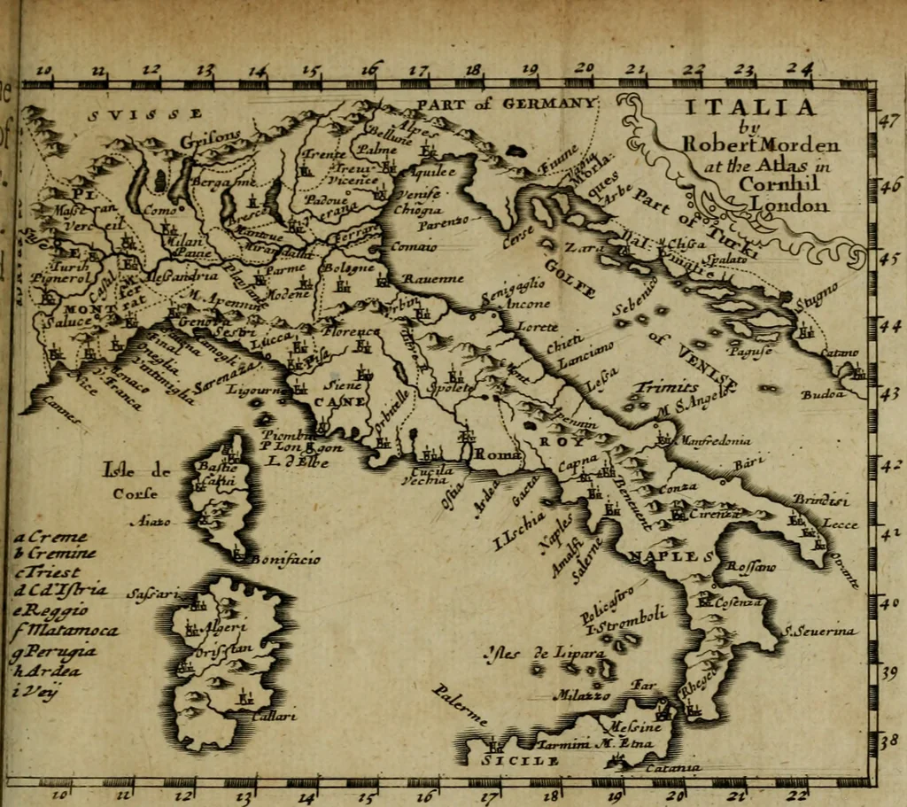 An illustration from The painters voyage of Italy : in which all the most famous paintings of the most eminent masters are particularised, as they are preserved in the several cities of Italy : chiefly related to their altar-pieces, and such other paintings as are ornamental in their churches : and also many choice pictures, kept as jewels, in the palaces of particular persons : whereunto is added that excellent collection of Signior Septale, in his closet at Milan ..., 1679, leaf 18
