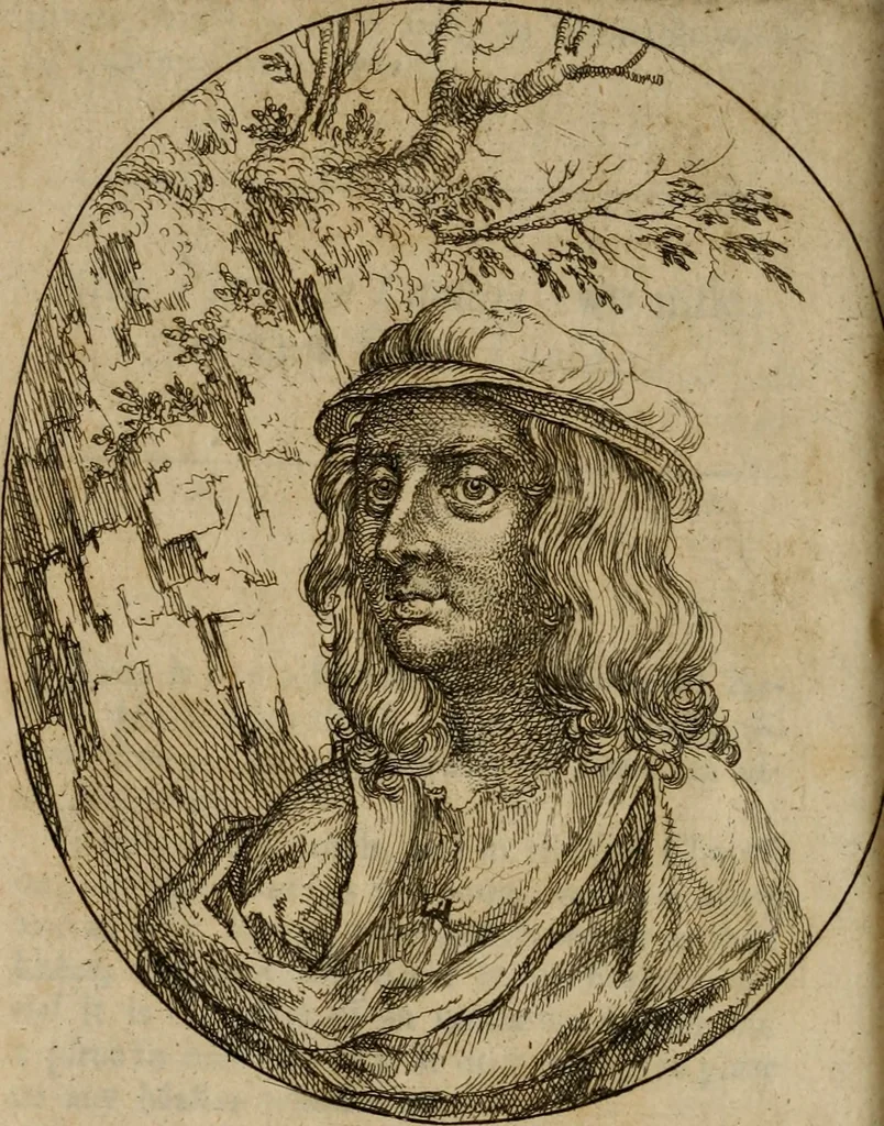 An illustration from The painters voyage of Italy : in which all the most famous paintings of the most eminent masters are particularised, as they are preserved in the several cities of Italy : chiefly related to their altar-pieces, and such other paintings as are ornamental in their churches : and also many choice pictures, kept as jewels, in the palaces of particular persons : whereunto is added that excellent collection of Signior Septale, in his closet at Milan ..., 1679, leaf 189