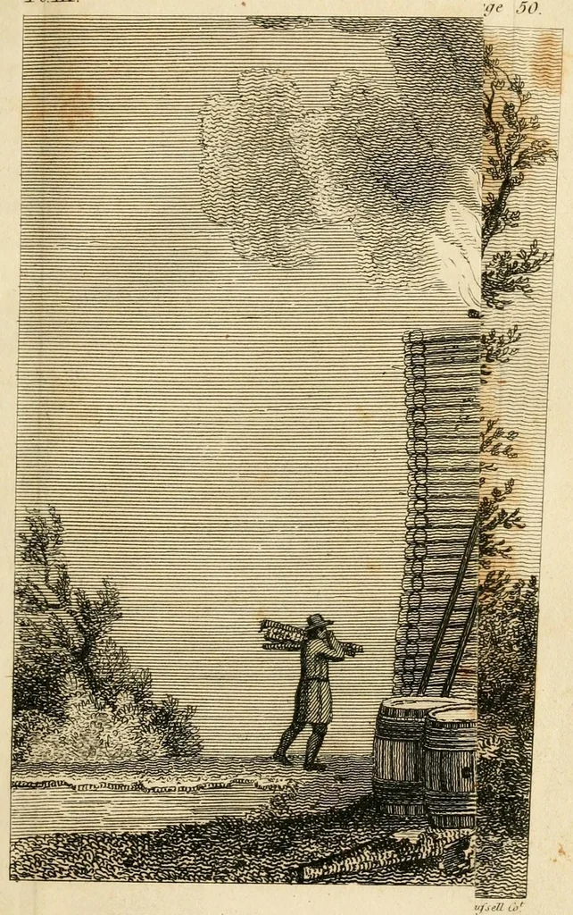 An illustration from The painter and varnisher's guide, or, A treatise, both in theory and practice, on the art of making and applying varnishes, on the different kinds of painting ; and on the method of preparing colours both simple and compound ..., 1804, leaf 107