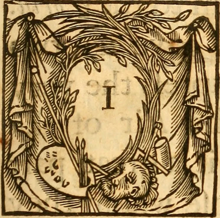 An illustration from Painting illustrated in three diallogues, containing some choice observations upon the art. Together with the Lives of the most eminent painters, from Cimabue, to the time of Raphael and Michael Angelo. With an explanation of the difficult terms, 1685, leaf 14