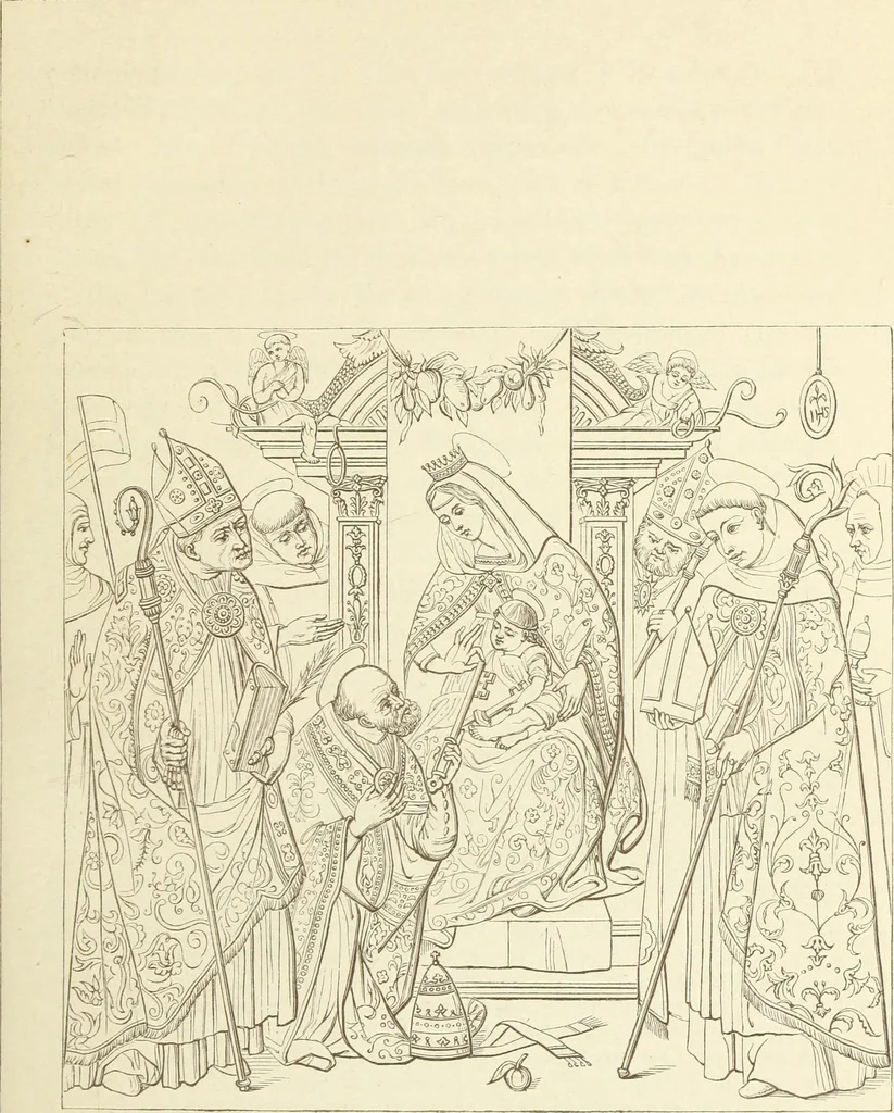 An illustration from A history of painting in north Italy : Venice, Padua, Vicenza, Verona, Ferrara, Milan, Friuli, Brescia, from the fourteenth to the sixteenth century : drawn up from fresh materials after recent researches in the archives of Italy, and from personal inspection of the works of art scattered throughout Europe, 1871, leaf 114