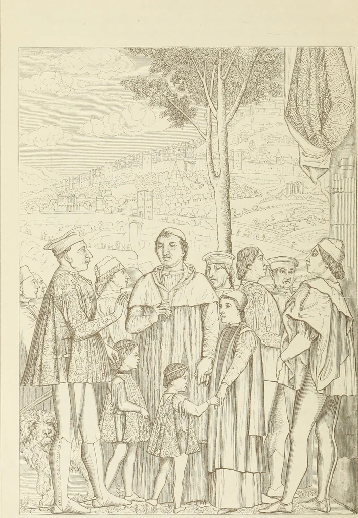 An illustration from A history of painting in north Italy : Venice, Padua, Vicenza, Verona, Ferrara, Milan, Friuli, Brescia, from the fourteenth to the sixteenth century : drawn up from fresh materials after recent researches in the archives of Italy, and from personal inspection of the works of art scattered throughout Europe, 1871, leaf 447