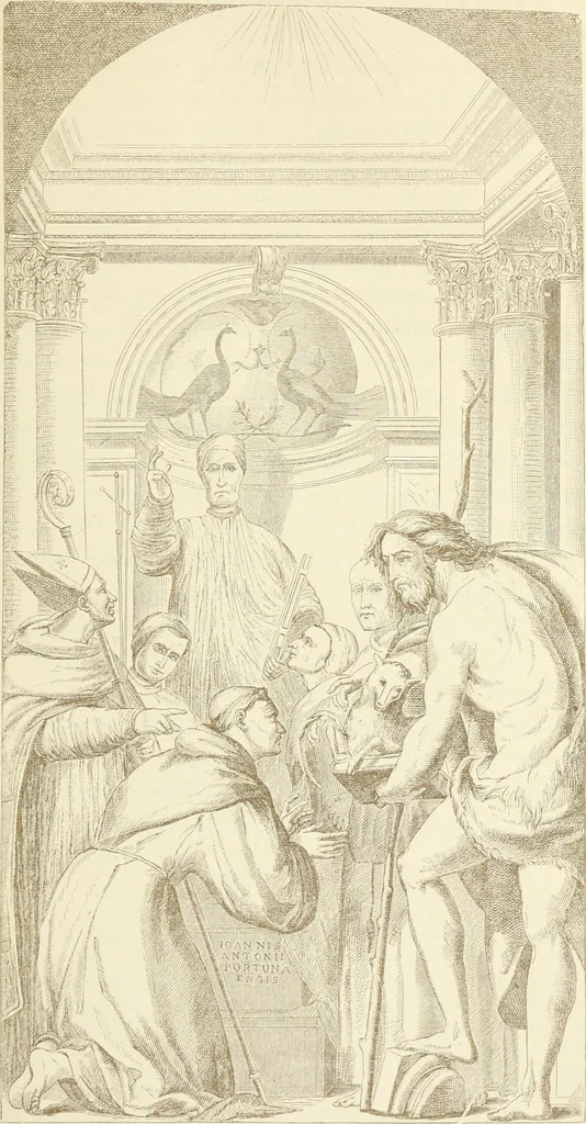 An illustration from A history of painting in north Italy : Venice, Padua, Vicenza, Verona, Ferrara, Milan, Friuli, Brescia, from the fourteenth to the sixteenth century : drawn up from fresh materials after recent researches in the archives of Italy, and from personal inspection of the works of art scattered throughout Europe, 1871, leaf 300