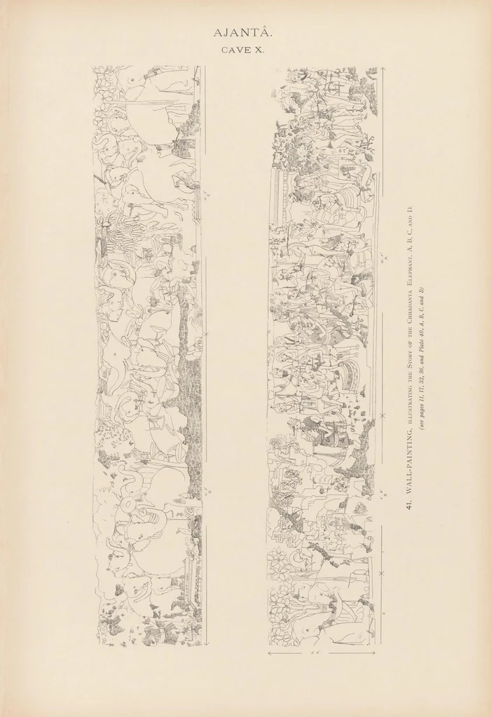 An illustration from The paintings in the Buddhist cave-temples of Ajantâ, Khandesh, India, 1896, leaf 133