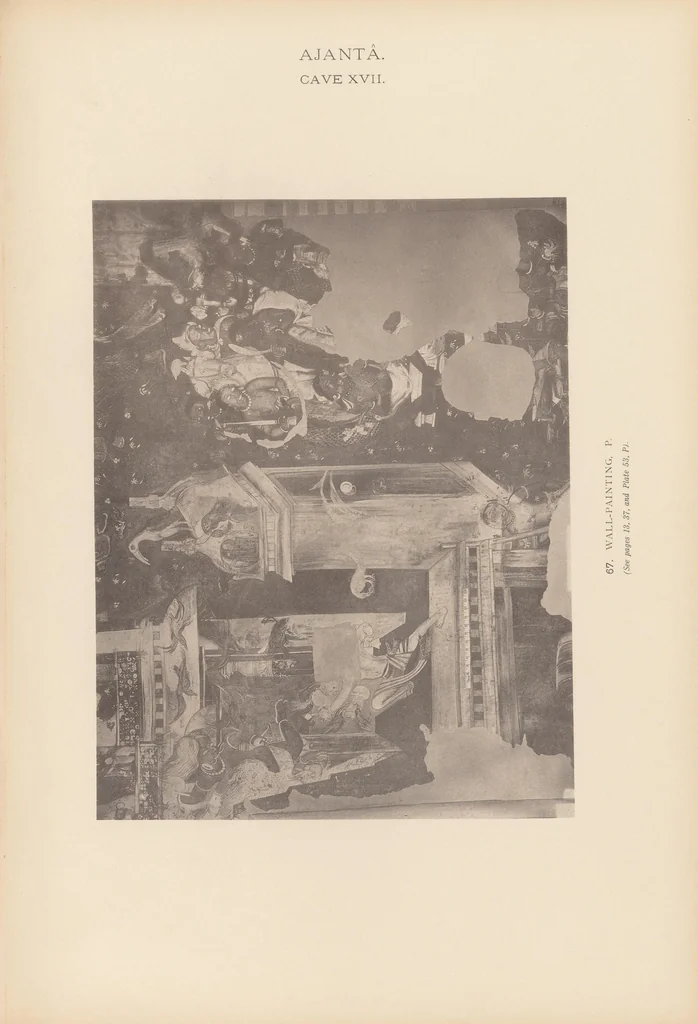 An illustration from The paintings in the Buddhist cave-temples of Ajantâ, Khandesh, India, 1896, leaf 185