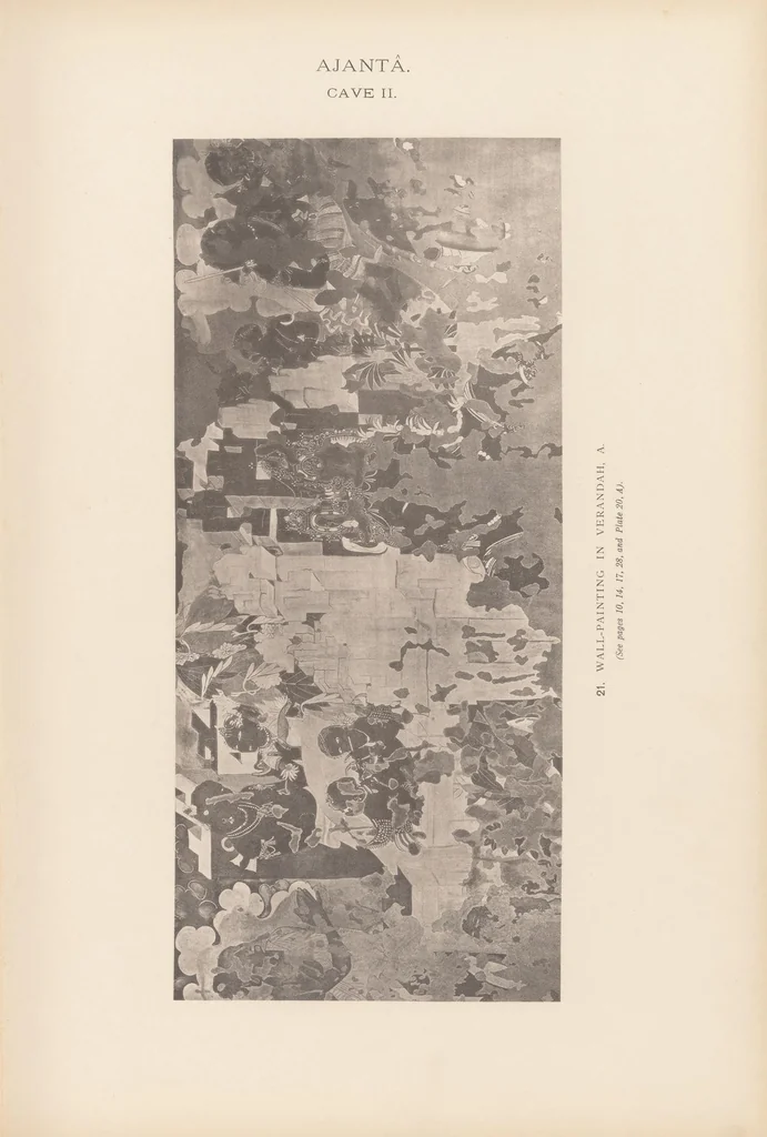 An illustration from The paintings in the Buddhist cave-temples of Ajantâ, Khandesh, India, 1896, leaf 93