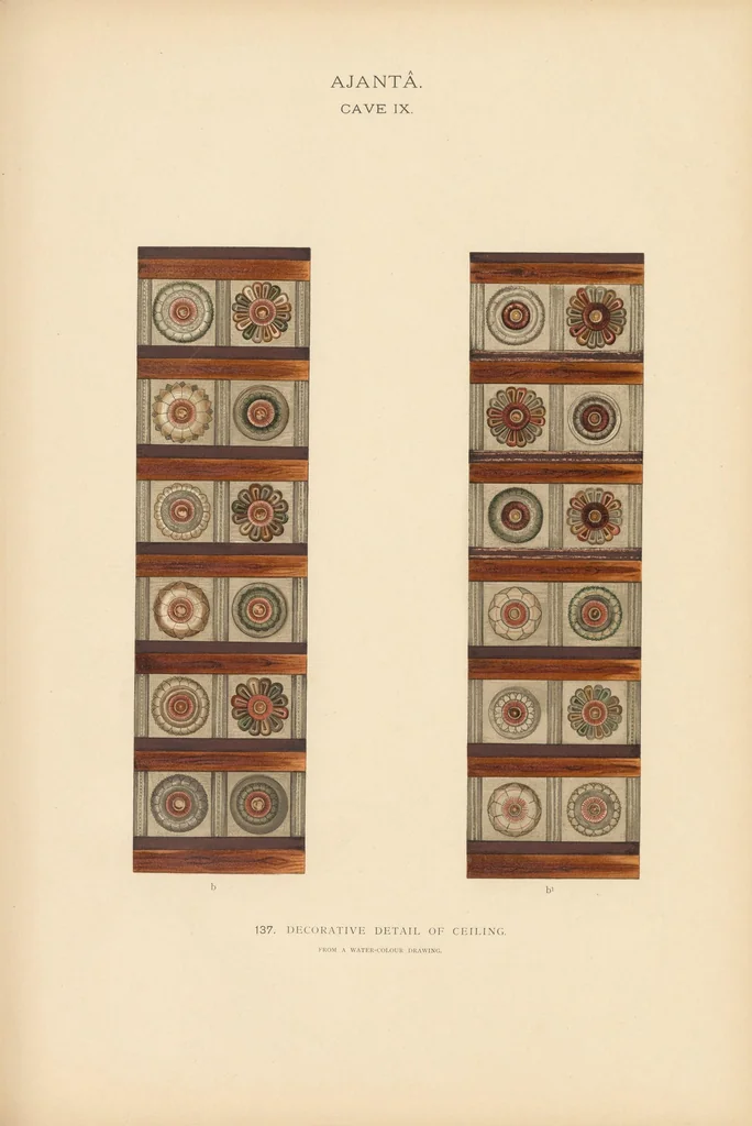 An illustration from The paintings in the Buddhist cave-temples of Ajantâ, Khandesh, India, 1896, leaf 107