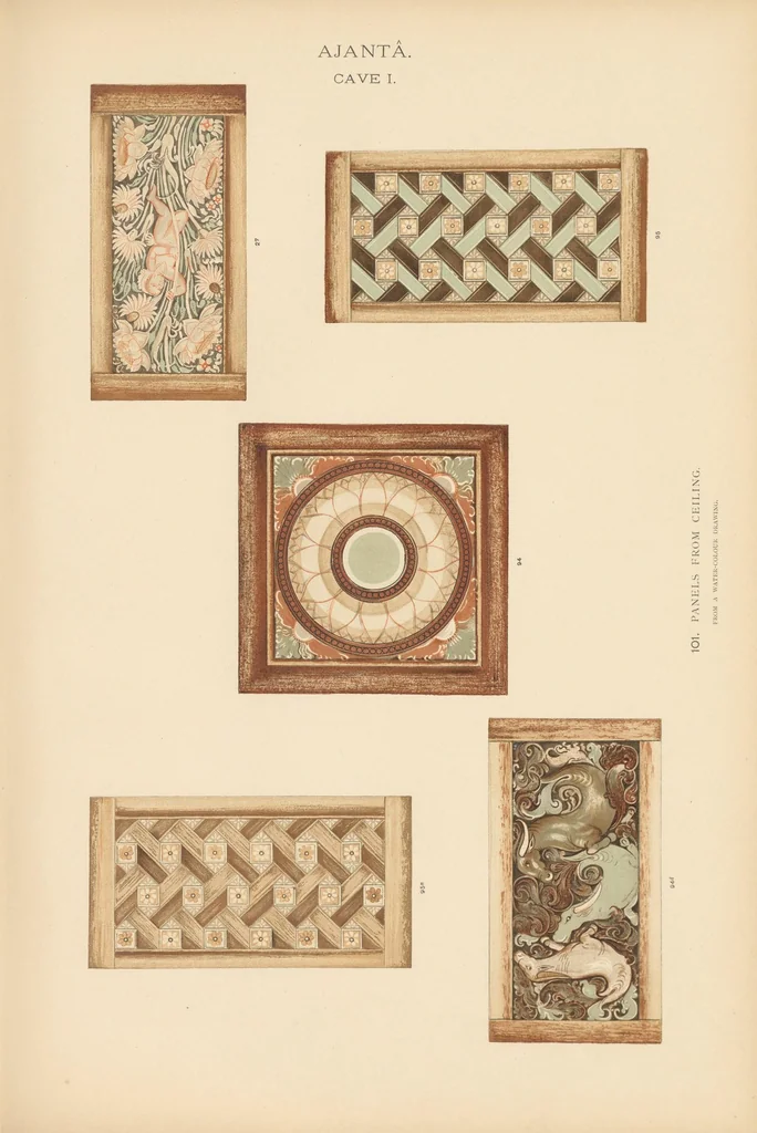 An illustration from The paintings in the Buddhist cave-temples of Ajantâ, Khandesh, India, 1896, leaf 35