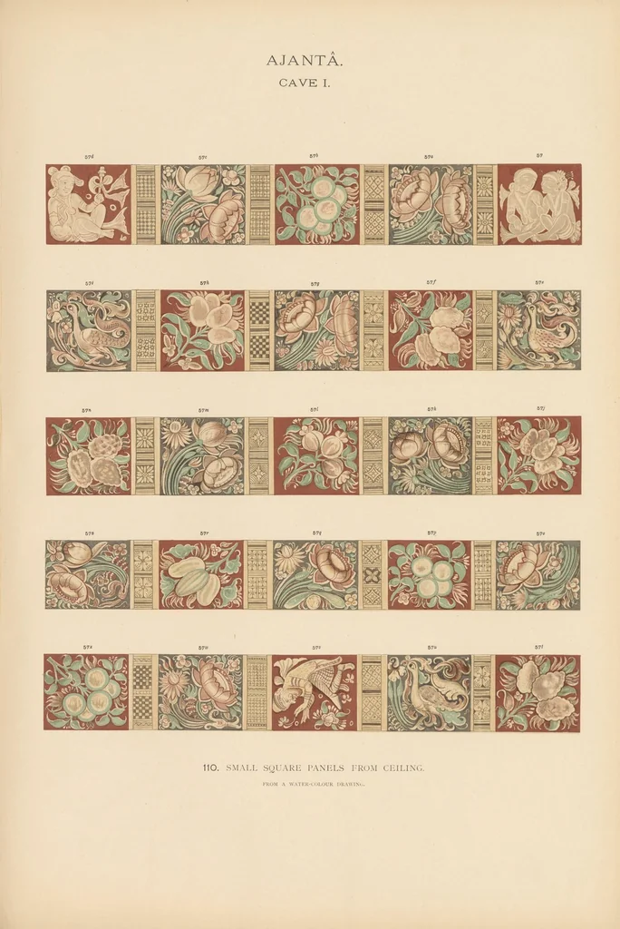 An illustration from The paintings in the Buddhist cave-temples of Ajantâ, Khandesh, India, 1896, leaf 53