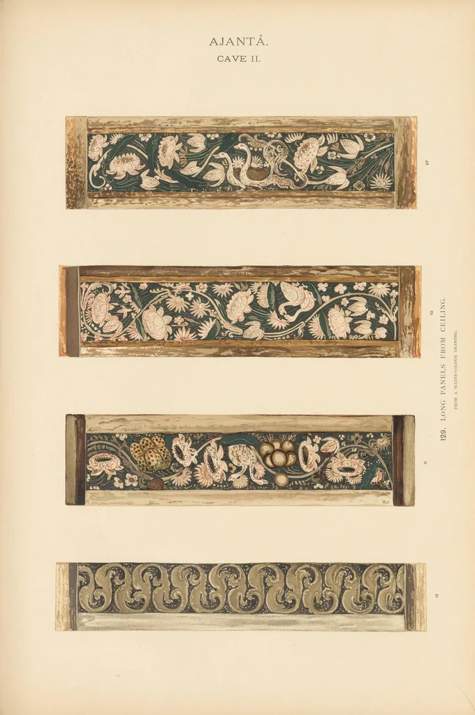 An illustration from The paintings in the Buddhist cave-temples of Ajantâ, Khandesh, India, 1896, leaf 91
