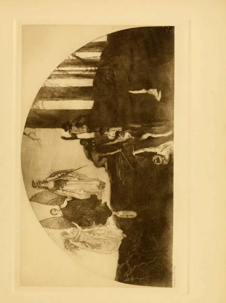 An illustration from Paintings & illustrations, 1900, leaf 43