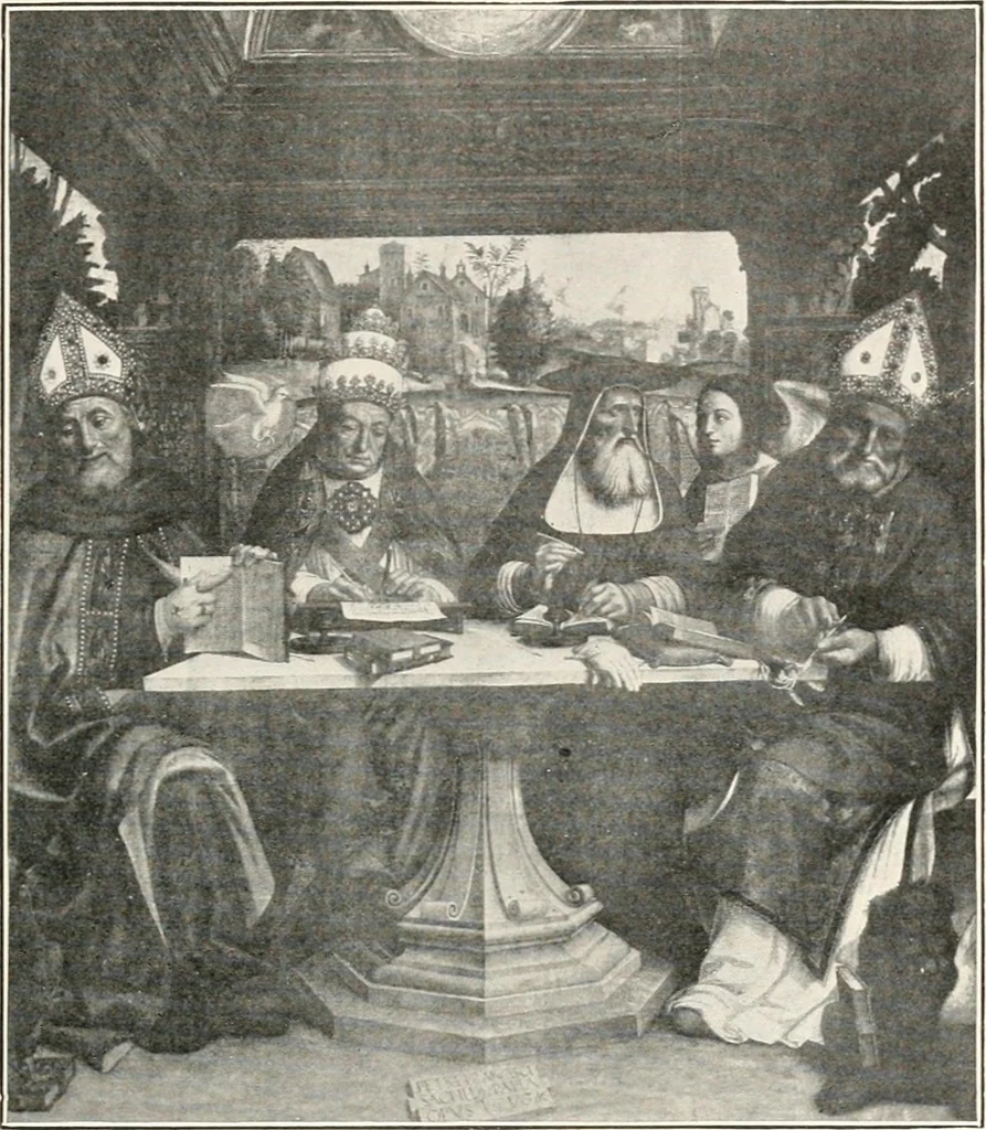 An illustration from Paintings of the Louvre, Italian and Spanish, 1905, leaf 112