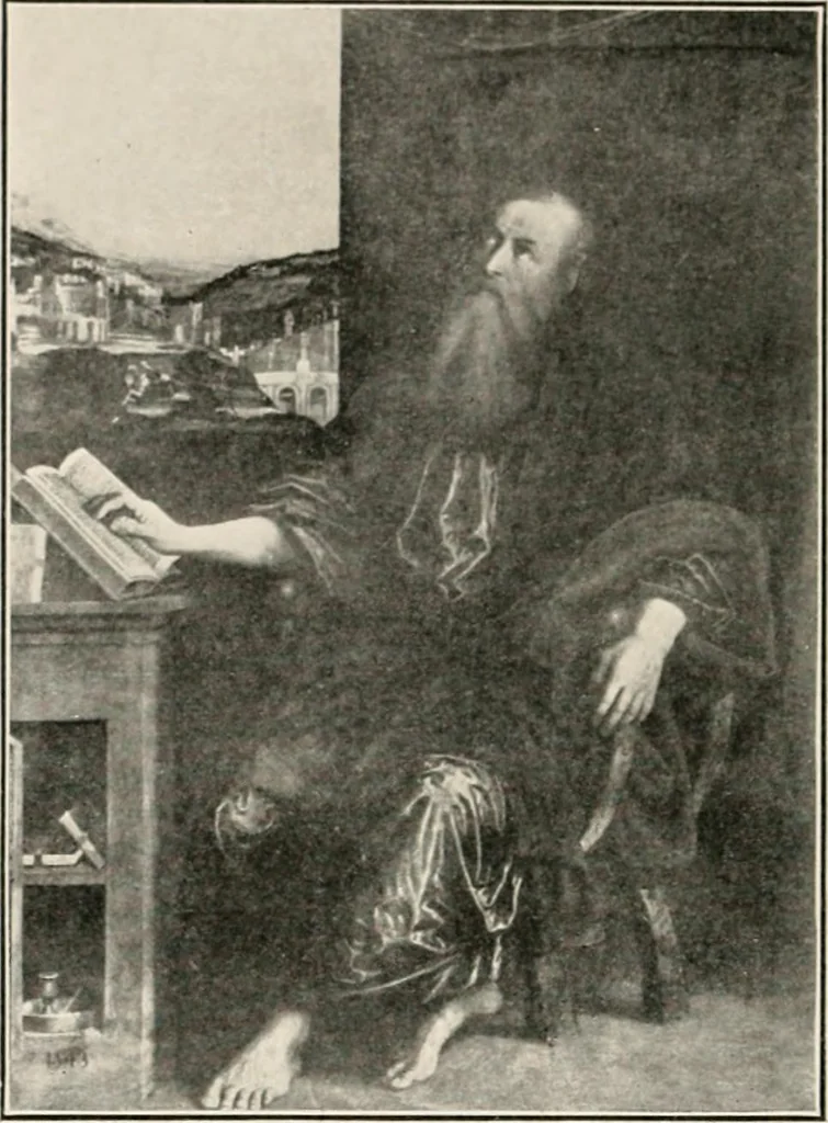 An illustration from Paintings of the Louvre, Italian and Spanish, 1905, leaf 145