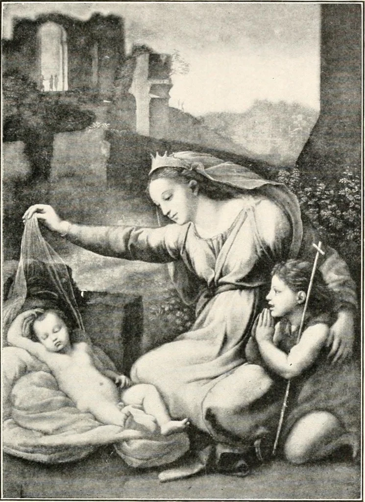 An illustration from Paintings of the Louvre, Italian and Spanish, 1905, leaf 156