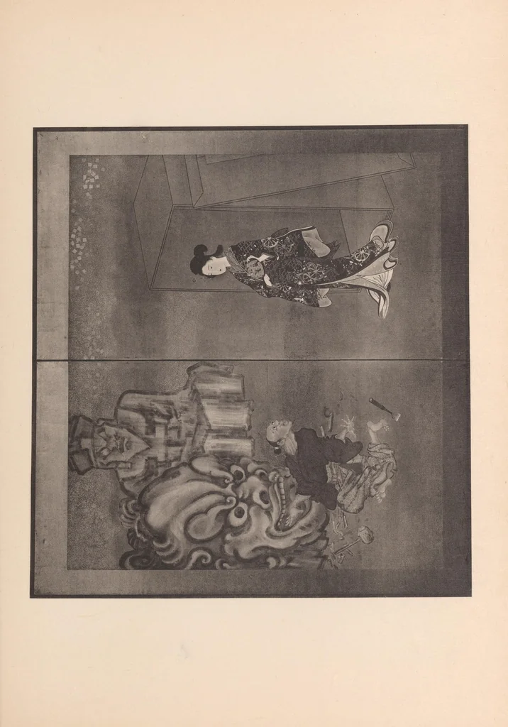 An illustration from Paintings and studies by Kawanabé Kyōsai. : An illustrated and descriptive catalogue of a collection of paintings, studies, and sketches, by the above artist, with explanatory notes on the principles, materials, and technique, of Japanese painting, 1911, leaf 233