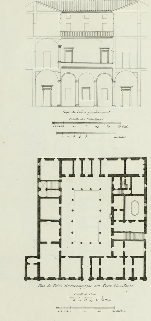 An illustration from Palais, maisons, et autres édifices modernes, dessinés a Rome; : publiés a Paris, 1798, leaf 100