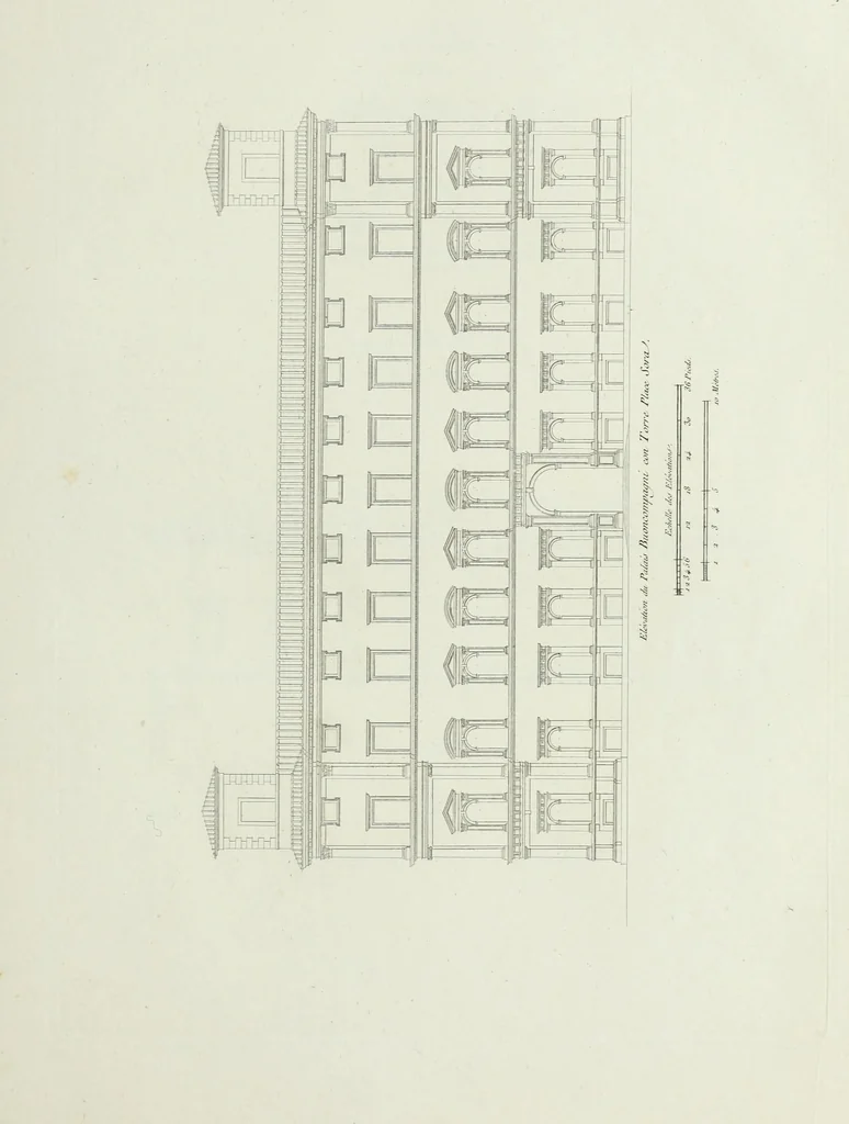 An illustration from Palais, maisons, et autres édifices modernes, dessinés a Rome; : publiés a Paris, 1798, leaf 102