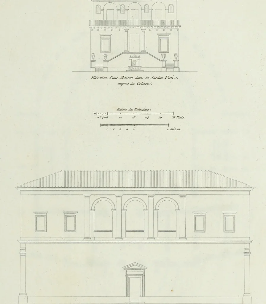 An illustration from Palais, maisons, et autres édifices modernes, dessinés a Rome; : publiés a Paris, 1798, leaf 104