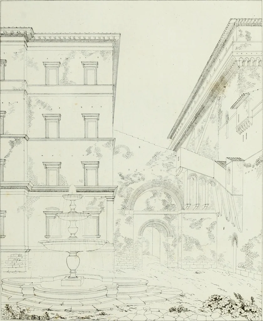 An illustration from Palais, maisons, et autres édifices modernes, dessinés a Rome; : publiés a Paris, 1798, leaf 108