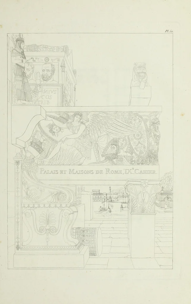 An illustration from Palais, maisons, et autres édifices modernes, dessinés a Rome; : publiés a Paris, 1798, leaf 110