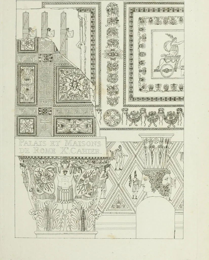 An illustration from Palais, maisons, et autres édifices modernes, dessinés a Rome; : publiés a Paris, 1798, leaf 122