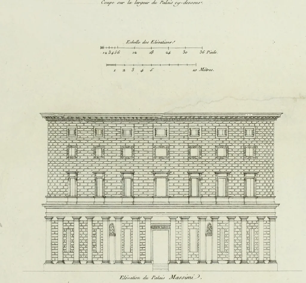An illustration from Palais, maisons, et autres édifices modernes, dessinés a Rome; : publiés a Paris, 1798, leaf 130