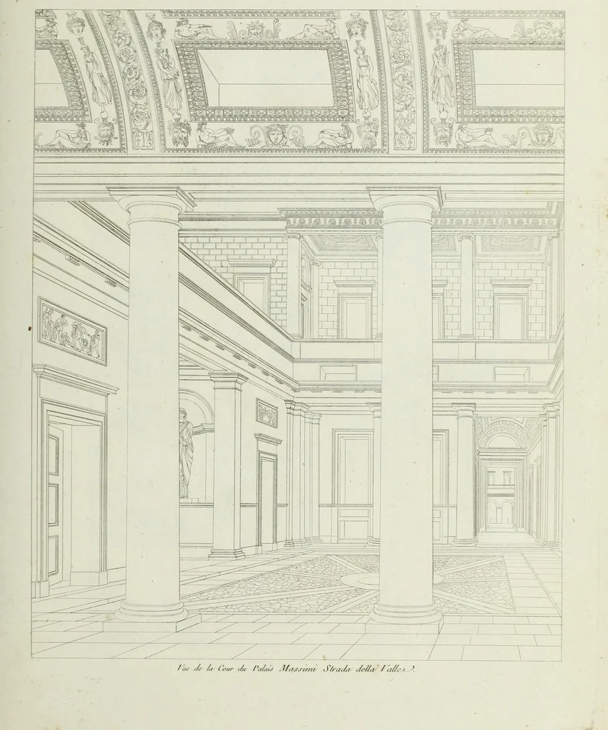 An illustration from Palais, maisons, et autres édifices modernes, dessinés a Rome; : publiés a Paris, 1798, leaf 132