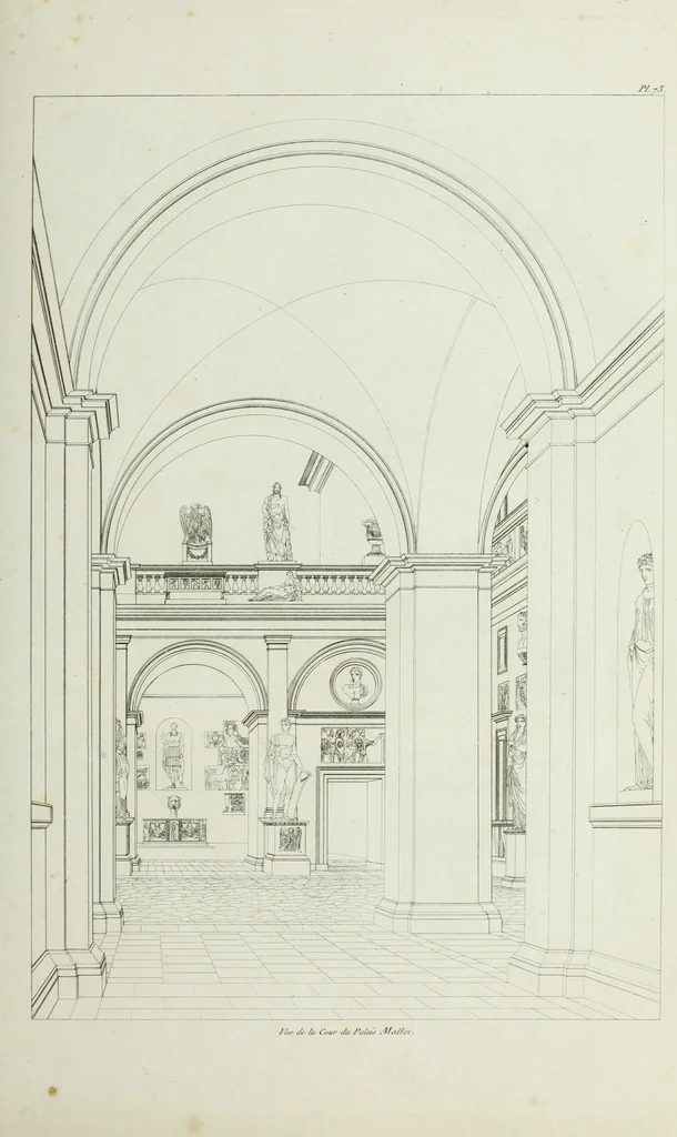 An illustration from Palais, maisons, et autres édifices modernes, dessinés a Rome; : publiés a Paris, 1798, leaf 156