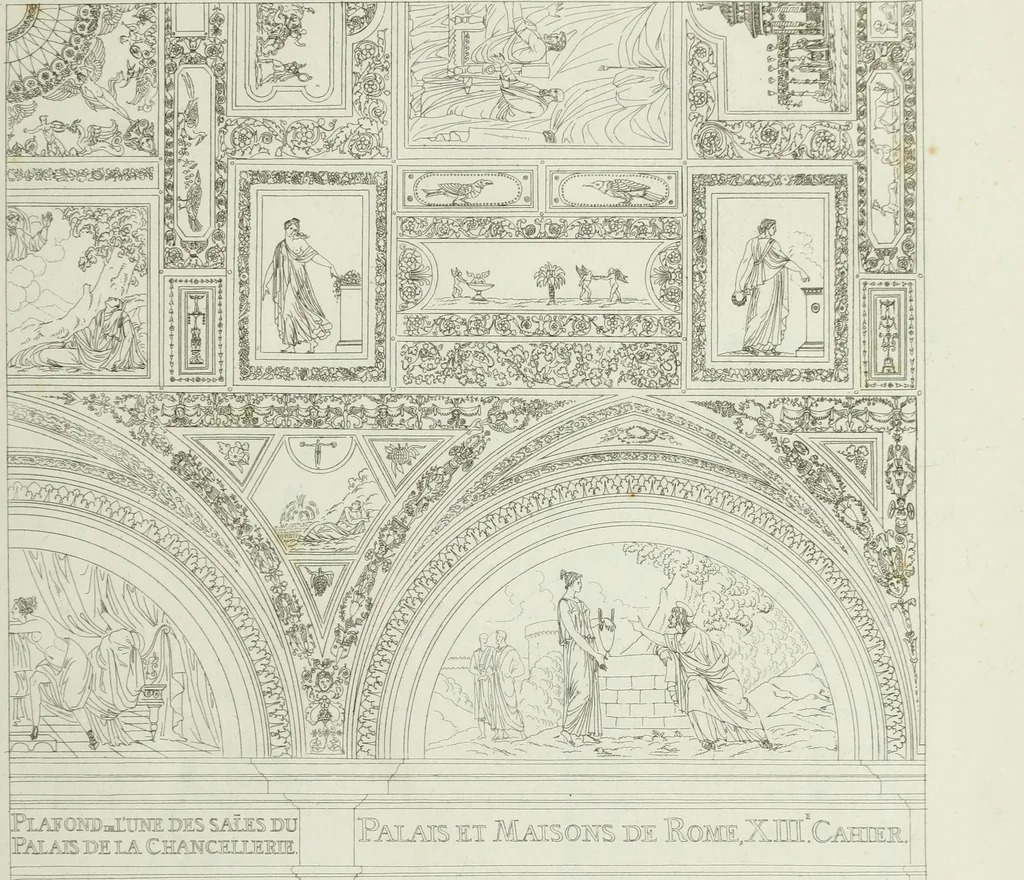 An illustration from Palais, maisons, et autres édifices modernes, dessinés a Rome; : publiés a Paris, 1798, leaf 158
