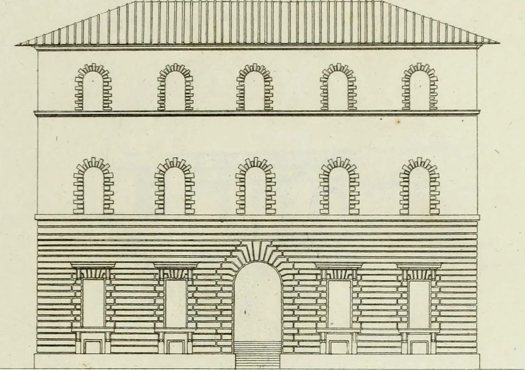An illustration from Palais, maisons, et autres édifices modernes, dessinés a Rome; : publiés a Paris, 1798, leaf 16