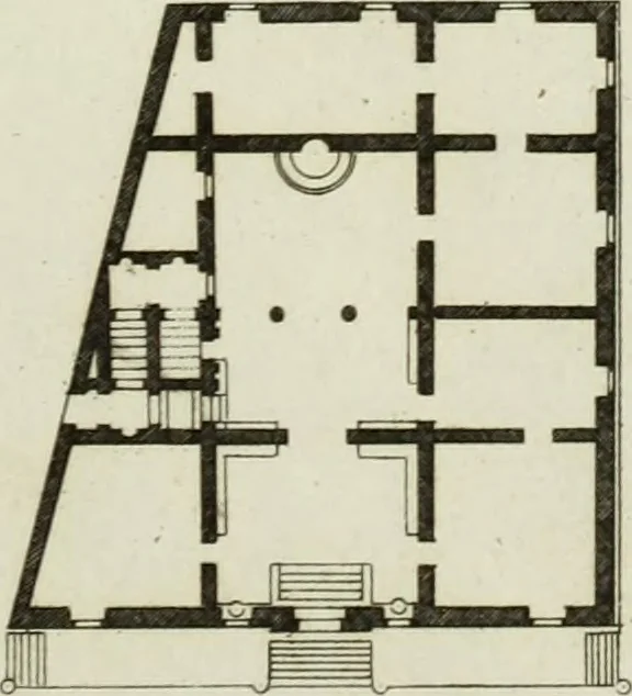 An illustration from Palais, maisons, et autres édifices modernes, dessinés a Rome; : publiés a Paris, 1798, leaf 16
