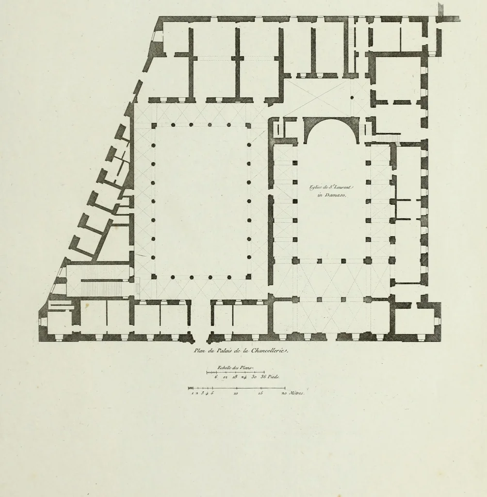 An illustration from Palais, maisons, et autres édifices modernes, dessinés a Rome; : publiés a Paris, 1798, leaf 160