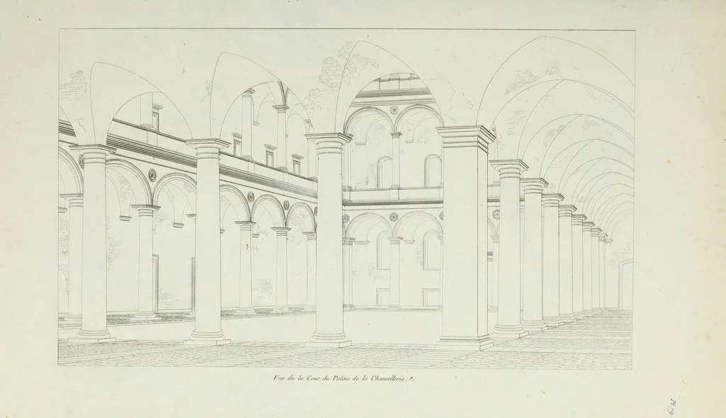 An illustration from Palais, maisons, et autres édifices modernes, dessinés a Rome; : publiés a Paris, 1798, leaf 168