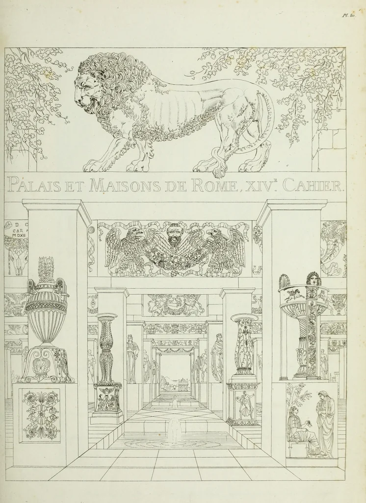 An illustration from Palais, maisons, et autres édifices modernes, dessinés a Rome; : publiés a Paris, 1798, leaf 170