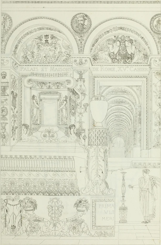 An illustration from Palais, maisons, et autres édifices modernes, dessinés a Rome; : publiés a Paris, 1798, leaf 182