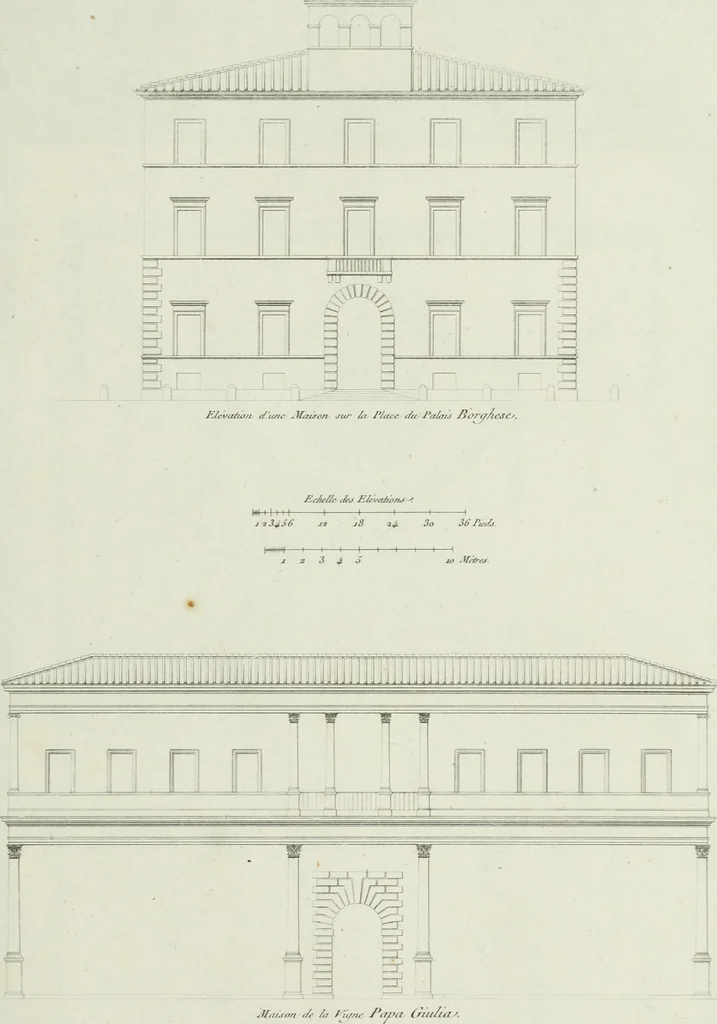 An illustration from Palais, maisons, et autres édifices modernes, dessinés a Rome; : publiés a Paris, 1798, leaf 188