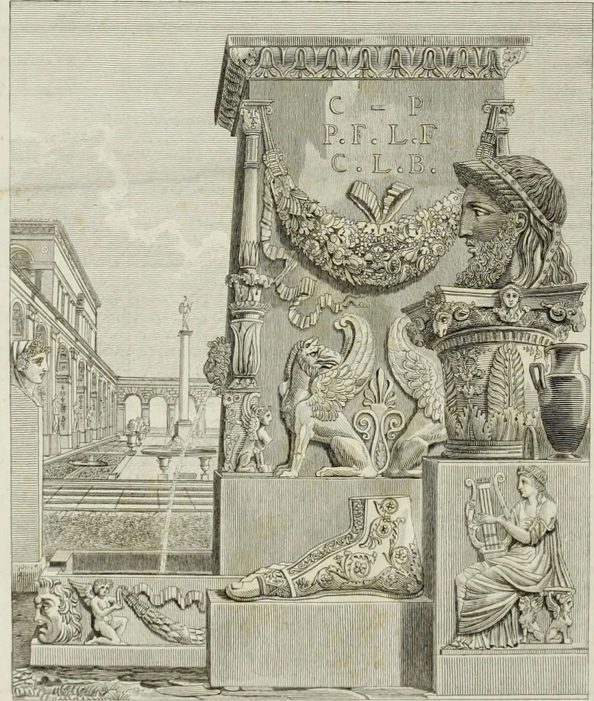 An illustration from Palais, maisons, et autres édifices modernes, dessinés a Rome; : publiés a Paris, 1798, leaf 251