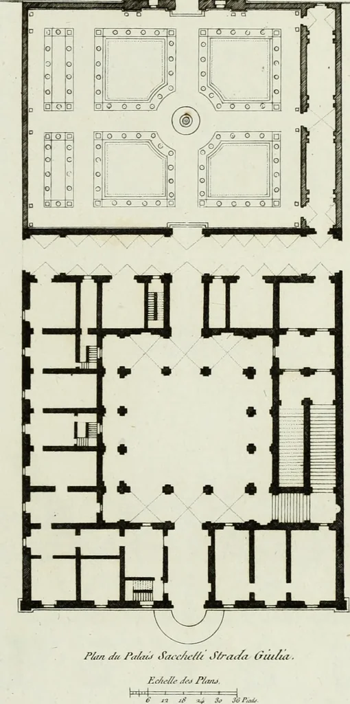 An illustration from Palais, maisons, et autres édifices modernes, dessinés a Rome; : publiés a Paris, 1798, leaf 26