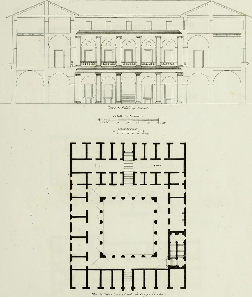 An illustration from Palais, maisons, et autres édifices modernes, dessinés a Rome; : publiés a Paris, 1798, leaf 30
