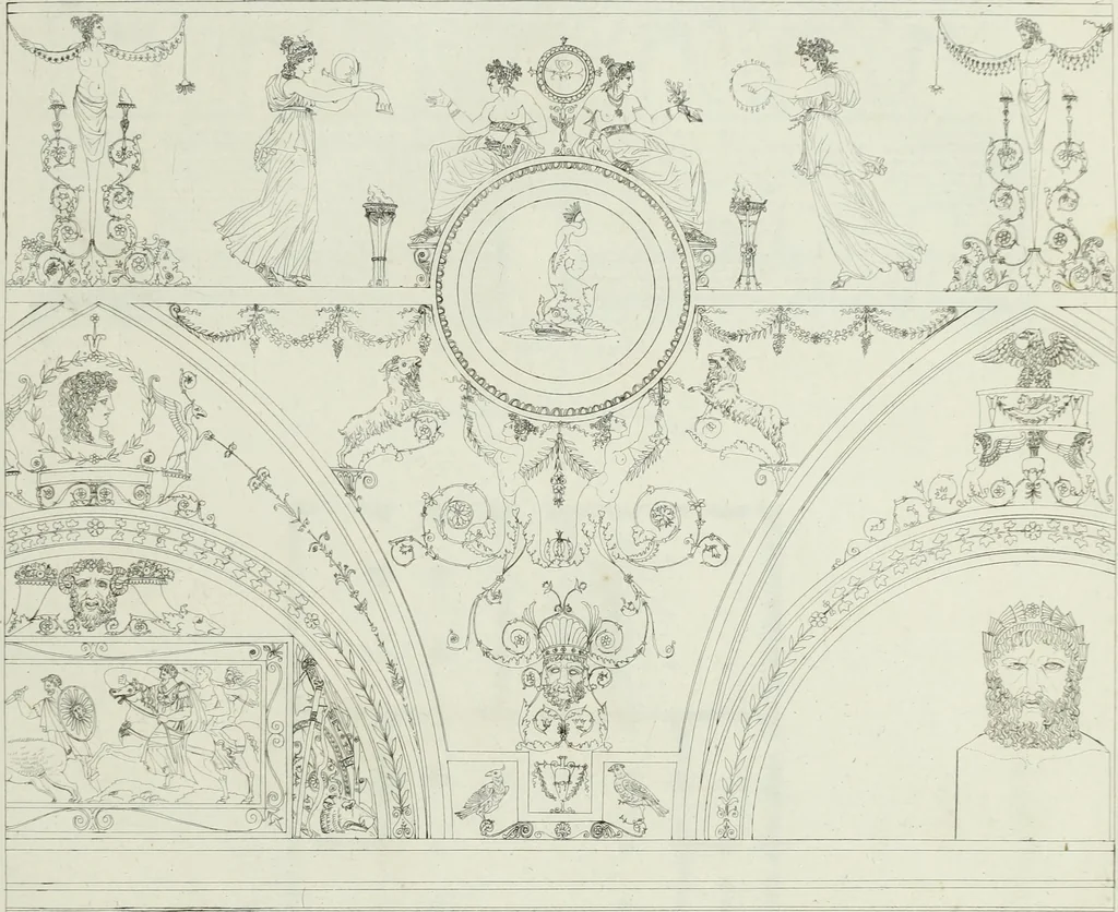 An illustration from Palais, maisons, et autres édifices modernes, dessinés a Rome; : publiés a Paris, 1798, leaf 36