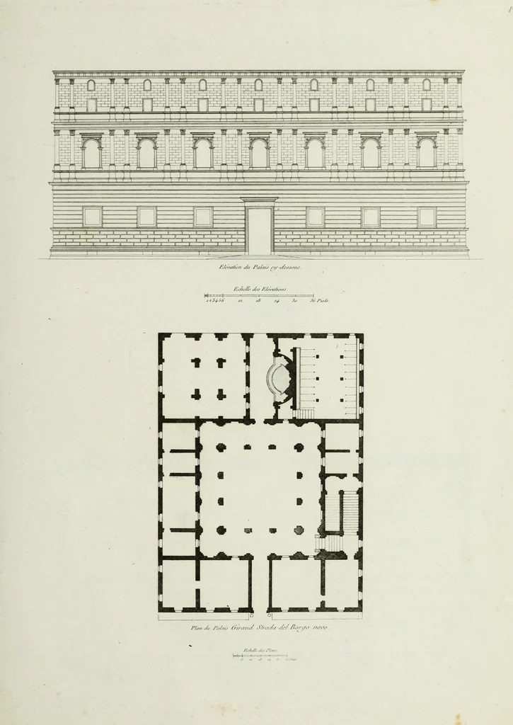 An illustration from Palais, maisons, et autres édifices modernes, dessinés a Rome; : publiés a Paris, 1798, leaf 38