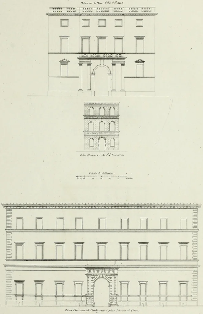 An illustration from Palais, maisons, et autres édifices modernes, dessinés a Rome; : publiés a Paris, 1798, leaf 40