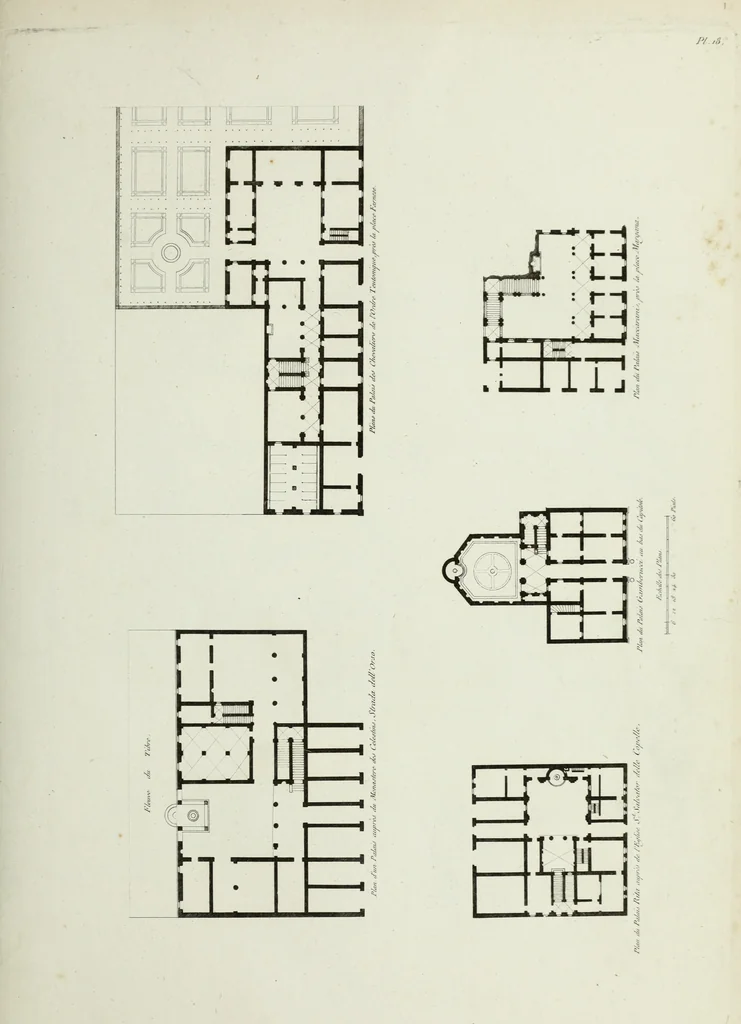 An illustration from Palais, maisons, et autres édifices modernes, dessinés a Rome; : publiés a Paris, 1798, leaf 44