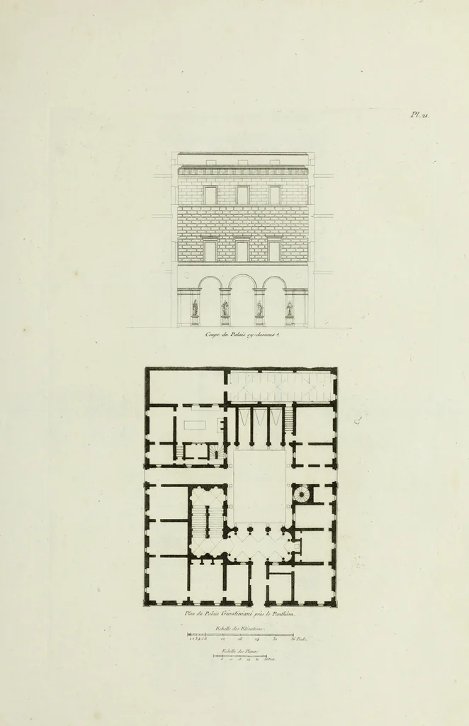 An illustration from Palais, maisons, et autres édifices modernes, dessinés a Rome; : publiés a Paris, 1798, leaf 50